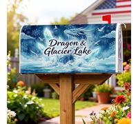 Housse de boîte aux lettres magnétique motif dragon, fantastique, lac de glace, protection pour boîte aux lettres pour décoration de porche, 53,3 x 64,9 cm