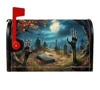 Housse de boîte aux lettres magnétique motif mains squelettes pour Halloween, décoration de jardin et terrasse, 45,7 x 53,3 cm, bleu foncé