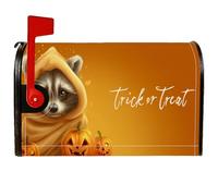 Housse de boîte aux lettres magnétique motif raton laveur, capot fantaisie en forme de citrouille de dessin animé, pour Halloween, décoration de jardin, cour, 53,3 x 64,9 cm