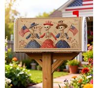 Housse de boîte aux lettres magnétique motif squelettes - Drapeaux festifs et floraux - Protection pour boîte aux lettres d'Halloween - Rouge - 53,3 x 64,9 cm