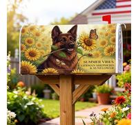 Housse de boîte aux lettres magnétique motif tournesol, berger allemand, papillon, été, jaune, pour décoration de jardin, terrasse, 45,7 x 53,3 cm