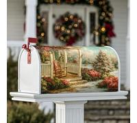 Housse de boîte aux lettres magnétique pour chaise à bascule, rustique et confortable, motif arbre de Noël, fleurs d'hiver rouge pour décoration de cour, 45,7 x 53,3 cm