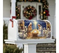 Housse de boîte aux lettres magnétique pour crèche de Noël - Motif mouton rustique traditionnel - Étoile de Noël - Doré - 45,7 x 53,3 cm