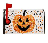 Housse de boîte aux lettres magnétique pour décoration de cour avant de citrouille, motif Jack-O'-Lantern pour Halloween, 45,7 x 53,3 cm, noir et orange
