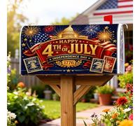 Housse de boîte aux lettres magnétique pour décoration de cour avant de feux d'artifice, étoiles festives, rayures patriotiques, jour de l'indépendance, rouge, 45,7 x 53,3 cm