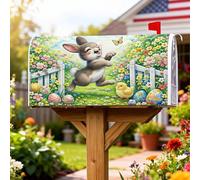 Housse de boîte aux lettres magnétique pour décoration de cour avant de Noël, motif lapin, papillon, poussin, Pâques, vert, 53,3 x 64,9 cm