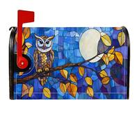 Housse de boîte aux lettres magnétique pour décoration de jardin et cour Motif chouette rustique Bleu 53,3 x 64,9 cm