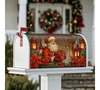 Housse de boîte aux lettres magnétique pour décoration de jardin et extérieur Motif Père Noël Rouge 53,3 x 64,9 cm