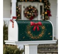 Housse de boîte aux lettres magnétique pour décoration de jardin et terrasse avec ruban festif de Noël, 45,7 x 53,3 cm, vert