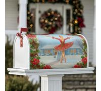Housse de boîte aux lettres magnétique pour décoration de jardin ou extérieur Motif ballerine Poinsettia houx Rouge 45,7 x 53,3 cm