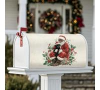 Housse de boîte aux lettres magnétique pour décoration de pelouse, motif Père Noël, chien, houx, rouge, 45,7 x 53,3 cm