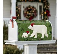 Housse de boîte aux lettres magnétique pour décoration extérieure Motif ours polaire Vert 45,7 x 53,3 cm