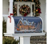 Housse de boîte aux lettres magnétique pour maison couverte de neige - Décoration festive de Noël - Traîneau de Noël - Décoration de jardin - Bleu - 53,3 x 64,9 cm