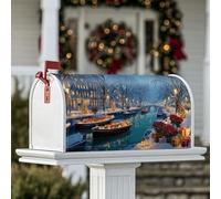 Housse de boîte aux lettres magnétique pour sapin de Noël, cadeaux festifs d'hiver, boîtes aux lettres de Noël pour extérieur pour décoration de porche, 53,3 x 64,9 cm, bleu