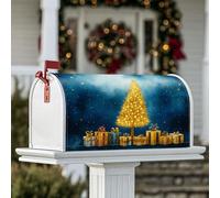 Housse de boîte aux lettres magnétique pour sapin de Noël, cadeaux festifs et fantaisistes, étoiles de Noël, décoration de jardin, cour, 53,3 x 64,9 cm - Bleu