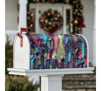 Housse de boîte aux lettres magnétique pour sapin de Noël, gratte-ciel, lumières de la ville, protection pour extérieur, jardin, cour, 45,7 x 53,3 cm