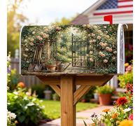 Housse de boîte aux lettres magnétique rose pour jardin, portail rustique, pelle à ressort pour décoration de pelouse, 45,7 x 53,3 cm