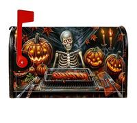 Housse de boîte aux lettres magnétique squelette, bougie effrayante gothique citrouille, protection pour boîte aux lettres d'Halloween, décoration de jardin extérieur, 45,7 x 53,3 cm
