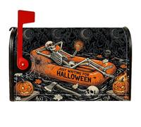 Housse de boîte aux lettres magnétique squelette, citrouilles effrayantes et ludiques pour Halloween, décoration de porte d'entrée, 45,7 x 53,3 cm