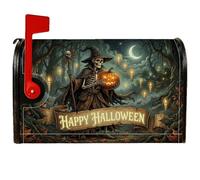 Housse de boîte aux lettres magnétique squelette effrayante citrouilles lune Halloween Noir 45,7 x 53,3 cm