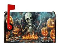 Housse de boîte aux lettres magnétique squelette Halloween effrayante citrouille feu Halloween peau pour extérieur jardin cour décoration 45,7 x 53,3 cm