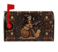 Housse de boîte aux lettres magnétique squelette, motif escargot rustique festif pour Halloween, décoration noire, 45,7 x 53,3 cm