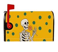 Housse de boîte aux lettres magnétique squelette pour Halloween - Sucette ludique à pois - Décoration de maison et de jardin - 53,3 x 64,5 cm - Jaune