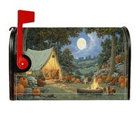 Housse de boîte aux lettres magnétique standard, tente d'automne rustique, feu de camp, couverture de boîte aux lettres orange pour décoration de jardin, cour, 45,7 x 53,3 cm