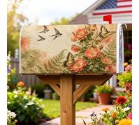 Housse de boîte aux lettres magnétique vintage rustique, fleurs, oiseaux, pêche, pour décoration de pelouse, 45,7 x 53,3 cm