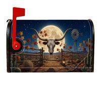 Housse de boîte aux lettres magnétique Western Desert Longhorn Skull | Thème du désert occidental, enveloppes de boîte aux lettres, vinification rustique, paysage de pleine lune