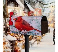 Housse de boîte aux lettres Merry Christmas avec couronne de houx festive et carreaux de buffle, tissu Oxford imperméable, bandes magnétiques pour une fixation facile sur des boîtes aux lettres