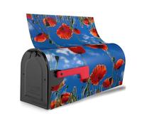 Housse de boîte aux lettres réutilisable avec motif coquelicots sur ciel bleu, décoration de boîte aux lettres magnétique, protection solaire unique