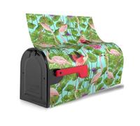 Housse de boîte aux lettres réutilisable avec motif flamant rose et fleurs d'amour - Décoration magnétique - Protection solaire unique