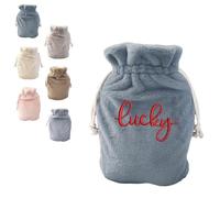 Housse de bouillotte en fausse fourrure de lapin personnalisable, idéale comme cadeau douillet à double cordon pour femmes et hommes (Gray, M (2000ml))