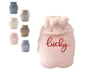 Housse de bouillotte en fausse fourrure de lapin personnalisable, idéale comme cadeau douillet à double cordon pour femmes et hommes (Pink, S (1000ml))