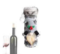 Housse de bouteille de vin de Noël | Costume de bouteille de vin de Noël doux - Nains de Tomte suédois, décorations de bouteille de vin, sac de vin de Noël pour décoration de table d'hôtesse, gris,