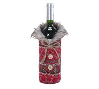 Housse de bouteille de vin de Noël, housse épaisse pour bouteille de vin, décoration de Noël tendance, mignonne et réutilisable avec nœud et collier en peluche