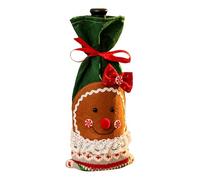 Housse de bouteille de vin de Noël, sac d'emballage en tissu, centre de table, housse de bouteille en d'épices avec cordon de serrage, décorations de fête, Vert, 1 count (Pack of 1), Unisexe