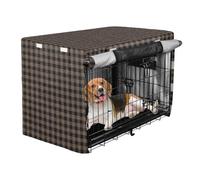 Housse de cage à carreaux imprimé léopard pour cage de chien, couverture de niche, rouleaux, 122 cm