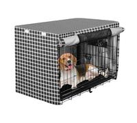 Housse de cage à carreaux pour cage de chien, couverture de chenil, stores enroulables blanc et noir, 106,7 cm