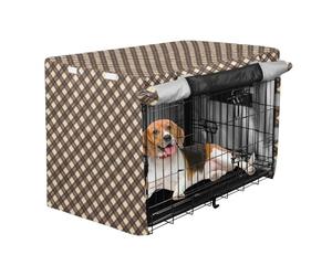 Housse de cage à carreaux vichy pour chiens et animaux de compagnie avec stores à rouleau - Terre d'ombre - 122 cm