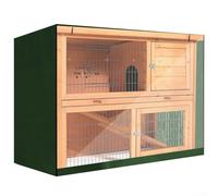 Housse de cage à lapin avec rideau avant transparent à double étage, imperméable et anti-poussière (vert)