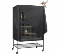 Housse de cage à oiseaux en tissu Oxford 210D avec revêtement argenté, imperméable, anti-poussière, pare-soleil avec boutons-pression latéraux pour extérieur, terrasse, jardin, balcon, noir (80 x 54 x