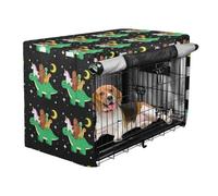 Housse de cage métallique lavable en machine pour camping et voyage en voiture, dinosaure, créatures fantaisie, nuit, taille L