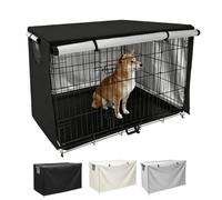 Housse De Cage Métallique Pour Chien,Housses De Chenils Pour Chiens Étanche | Housse De Cage Extérieure Pour Animaux De Compagnie En Tissu Polyester, Bâche,Coupe-vent,Protection UV(Black,109*74*76cm)