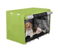 Housse de cage motif pied-de-poule verte pour cage de chien, couverture de niche pour chiot, stores enroulables de 91,4 cm