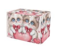 Housse de cage pour animal domestique avec fenêtres en maille durable pour cage à deux portes - Motif chats mignons adorant la Saint-Valentin