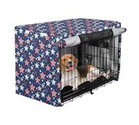 Housse de cage pour chien avec drapeaux américains - Bleu marine - 91,4 cm