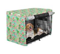 Housse de cage pour chien en tissu imperméable et coupe-vent pour intérieur domestique usage quotidien Motif floral flamant rose vif Jungle Répétition XL