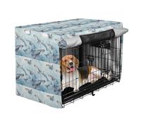 Housse de cage pour chien en tissu imperméable et coupe-vent pour intérieur et usage quotidien, aquarelle, bleu, gris, baleine, océan, taille XL